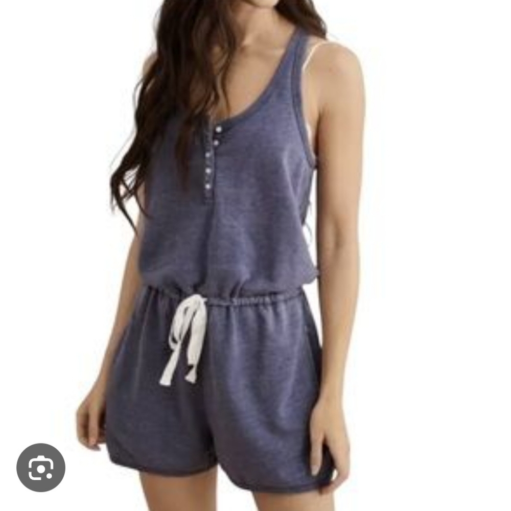 Gray Sleeveless Romper with Button Detail